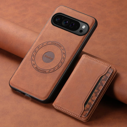 For Google Pixel 9 Pro Denior D13 Retro Texture Leather MagSafe Card Bag Phone Case(Brown) - Google Cases by Denior | Online Shopping UK | buy2fix