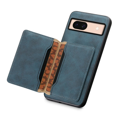 For Google Pixel 8a Denior D13 Retro Texture Leather MagSafe Card Bag Phone Case(Blue) - Google Cases by Denior | Online Shopping UK | buy2fix