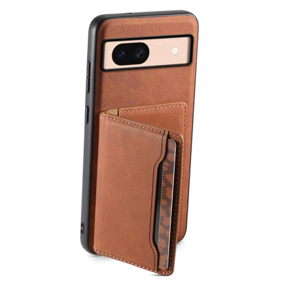 For Google Pixel 8a Denior D13 Retro Texture Leather MagSafe Card Bag Phone Case(Brown) - Google Cases by Denior | Online Shopping UK | buy2fix