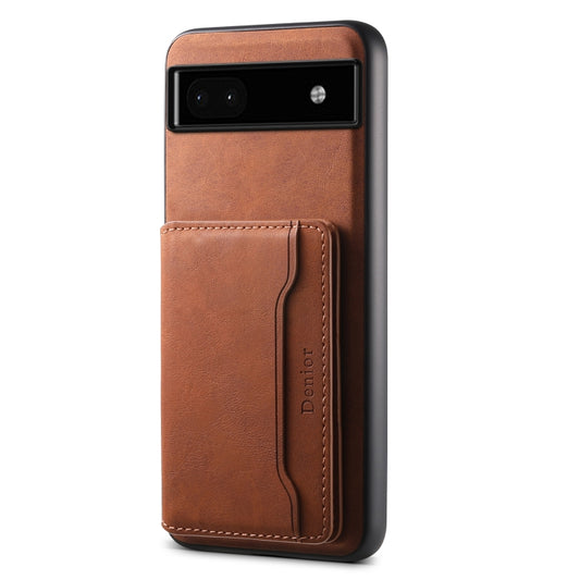 For Google Pixel 6a Denior D13 Retro Texture Leather MagSafe Card Bag Phone Case(Brown) - Google Cases by Denior | Online Shopping UK | buy2fix