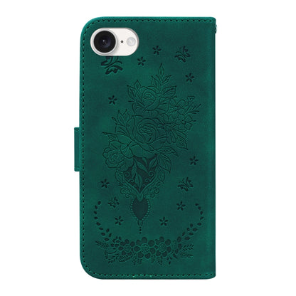 For iPhone SE 2024 Butterfly Rose Embossed Leather Phone Case(Green) - More iPhone Cases by buy2fix | Online Shopping UK | buy2fix