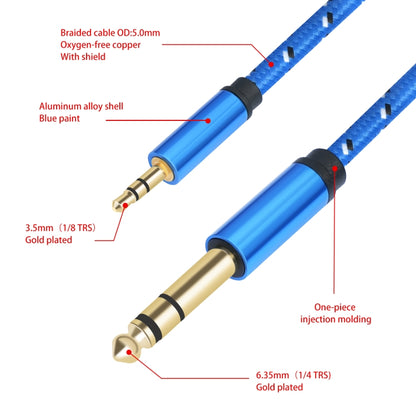 3662-3662BK 3.5mm Male to 6.35mm Male Stereo Amplifier Audio Cable, Length:2m(Blue) - Microphone Audio Cable & Connector by buy2fix | Online Shopping UK | buy2fix