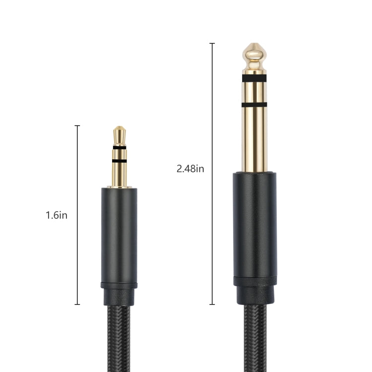 3662-3662BK 3.5mm Male to 6.35mm Male Stereo Amplifier Audio Cable, Length:3m(Black) - Microphone Audio Cable & Connector by buy2fix | Online Shopping UK | buy2fix