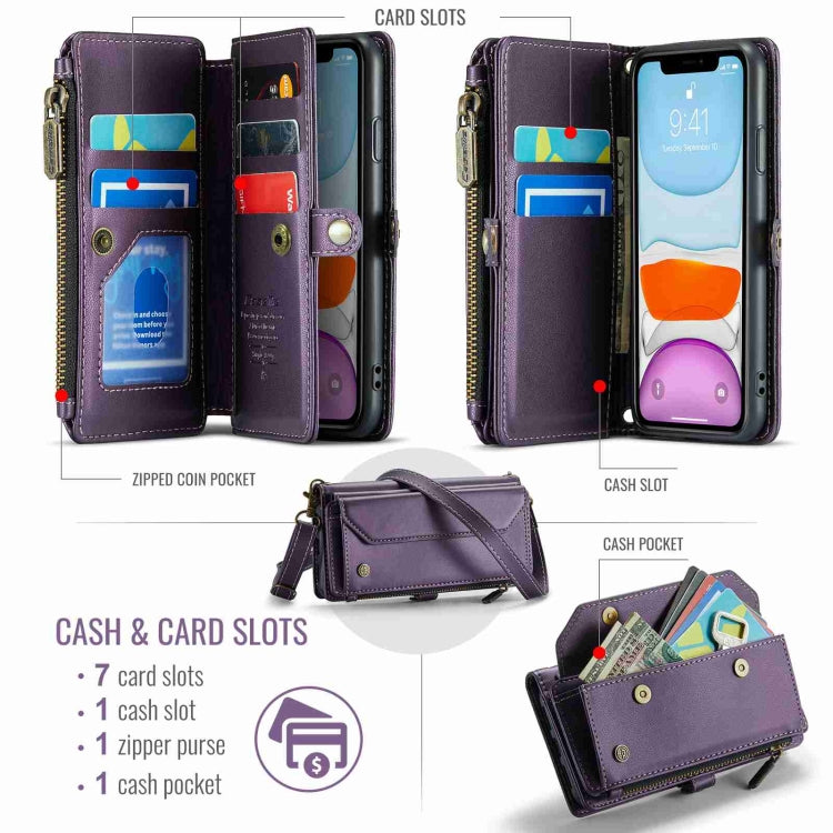 For iPhone 11 CaseMe C36 Card Slots Zipper Wallet RFID Anti-theft Leather Phone Case(Purple) - iPhone 11 Cases by CaseMe | Online Shopping UK | buy2fix