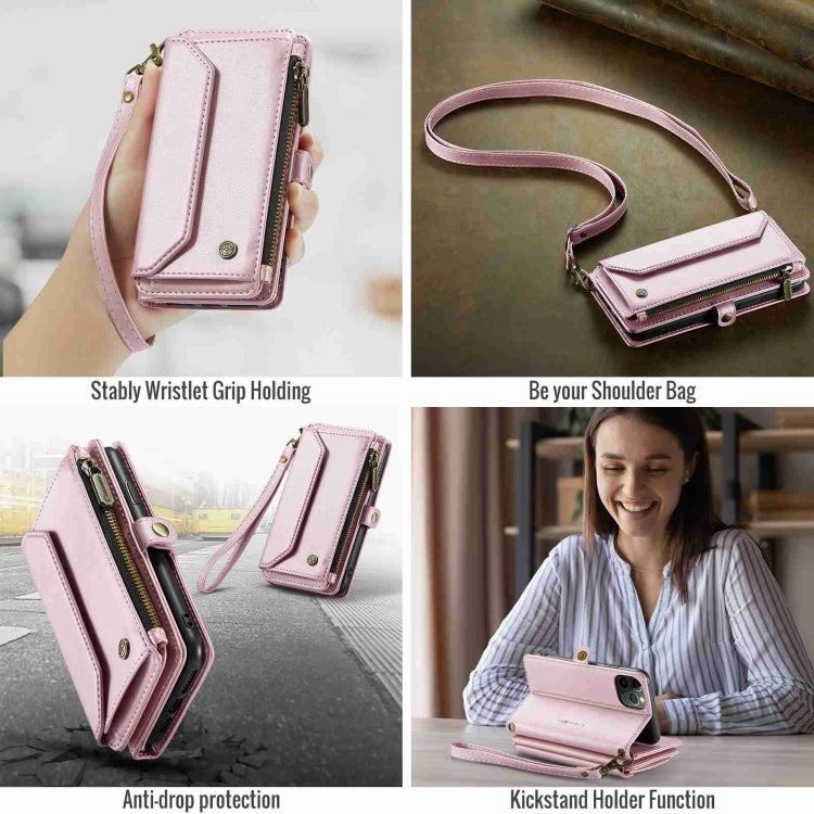 For iPhone 11 Pro CaseMe C36 Card Slots Zipper Wallet RFID Anti-theft Leather Phone Case(Pink) - iPhone 11 Pro Cases by CaseMe | Online Shopping UK | buy2fix