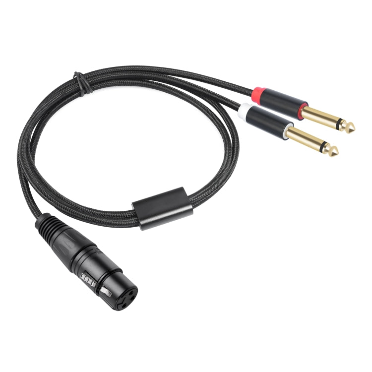 2020Y63 XLR Female to Dual 6.35mm 1/4 TRS Male Y-type Audio Cable, Length:1m(Black) - Microphone Audio Cable & Connector by buy2fix | Online Shopping UK | buy2fix