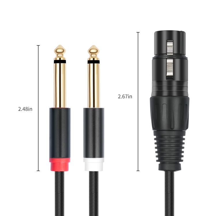 2020Y63 XLR Female to Dual 6.35mm 1/4 TRS Male Y-type Audio Cable, Length:1m(Black) - Microphone Audio Cable & Connector by buy2fix | Online Shopping UK | buy2fix