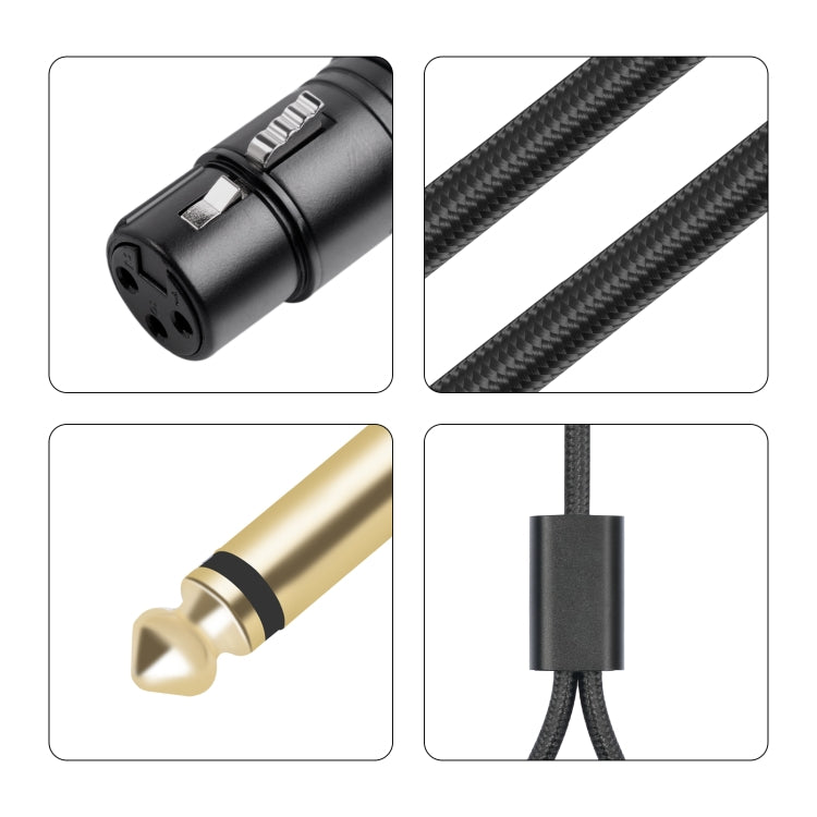 2020Y63 XLR Female to Dual 6.35mm 1/4 TRS Male Y-type Audio Cable, Length:1m(Black) - Microphone Audio Cable & Connector by buy2fix | Online Shopping UK | buy2fix