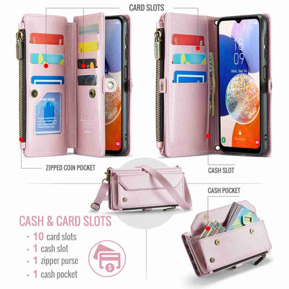 For Samsung Galaxy A14 5G / 4G CaseMe C36 Card Slots Zipper Wallet RFID Anti-theft Leather Phone Case(Pink) - Galaxy Phone Cases by CaseMe | Online Shopping UK | buy2fix