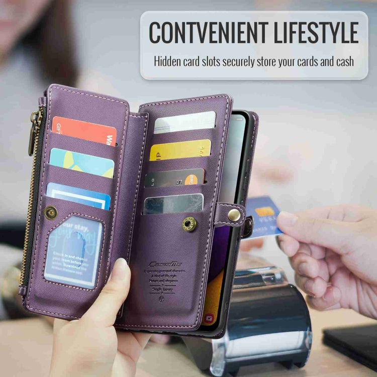 For Samsung Galaxy A52 / A52s 5G CaseMe C36 Card Slots Zipper Wallet RFID Anti-theft Leather Phone Case(Purple) - Galaxy Phone Cases by CaseMe | Online Shopping UK | buy2fix