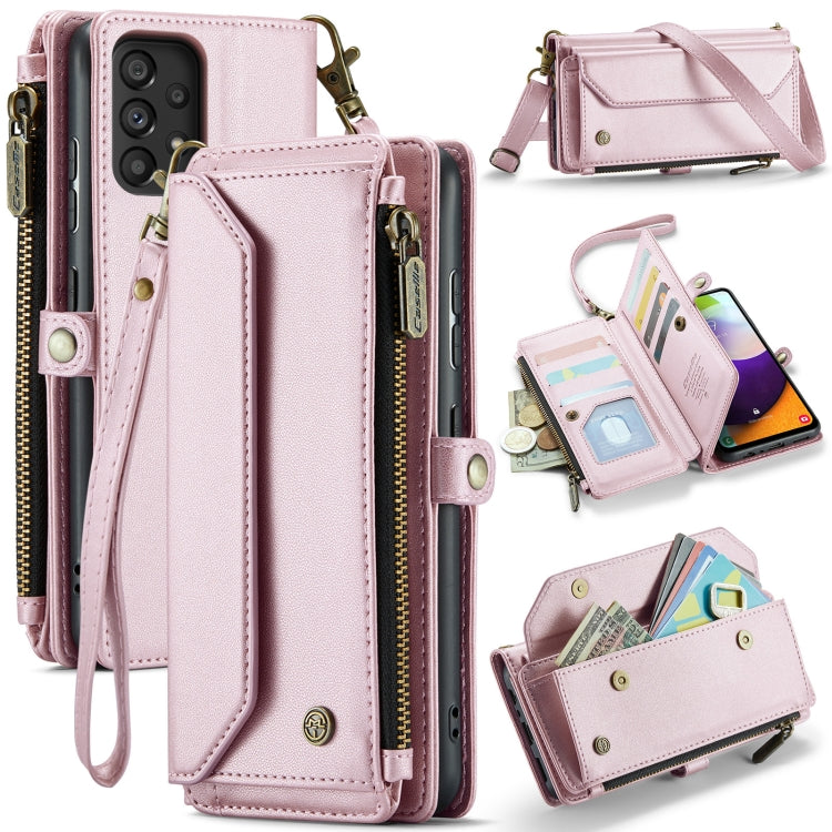 For Samsung Galaxy A52 / A52s 5G CaseMe C36 Card Slots Zipper Wallet RFID Anti-theft Leather Phone Case(Pink) - Galaxy Phone Cases by CaseMe | Online Shopping UK | buy2fix