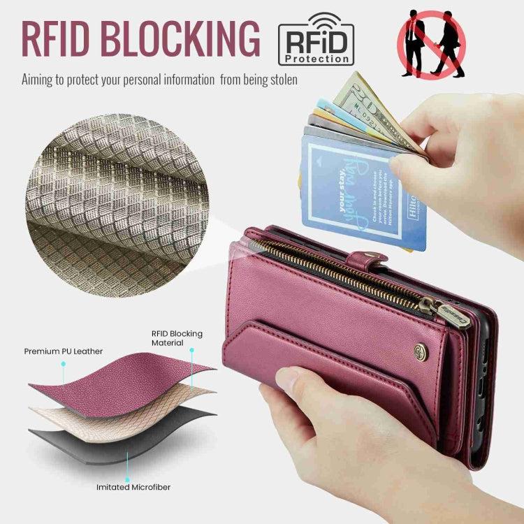 For Samsung Galaxy A71 4G CaseMe C36 Card Slots Zipper Wallet RFID Anti-theft Leather Phone Case(Wine Red) - Galaxy Phone Cases by CaseMe | Online Shopping UK | buy2fix