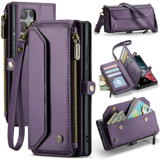 For Samsung Galaxy S22 Ultra 5G CaseMe C36 Card Slots Zipper Wallet RFID Anti-theft Leather Phone Case(Purple) - Galaxy S22 Ultra 5G Cases by CaseMe | Online Shopping UK | buy2fix