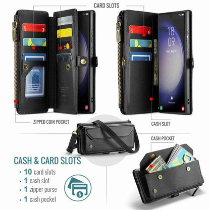 For Samsung Galaxy S23 Ultra 5G CaseMe C36 Card Slots Zipper Wallet RFID Anti-theft Leather Phone Case(Black) - Galaxy S23 Ultra 5G Cases by CaseMe | Online Shopping UK | buy2fix