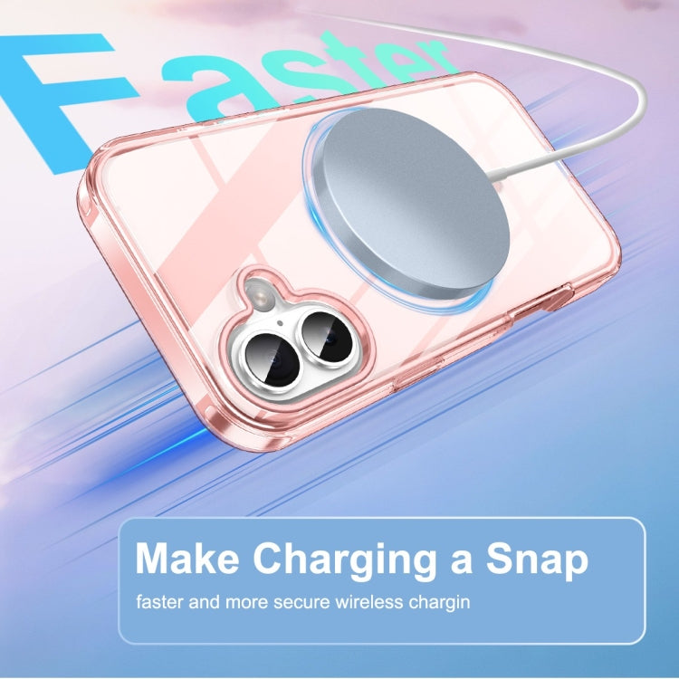 For iPhone 16 Plus Colorful MagSafe Magnetic PC Hybrid TPU Phone Case(Pink) - iPhone 16 Plus Cases by buy2fix | Online Shopping UK | buy2fix