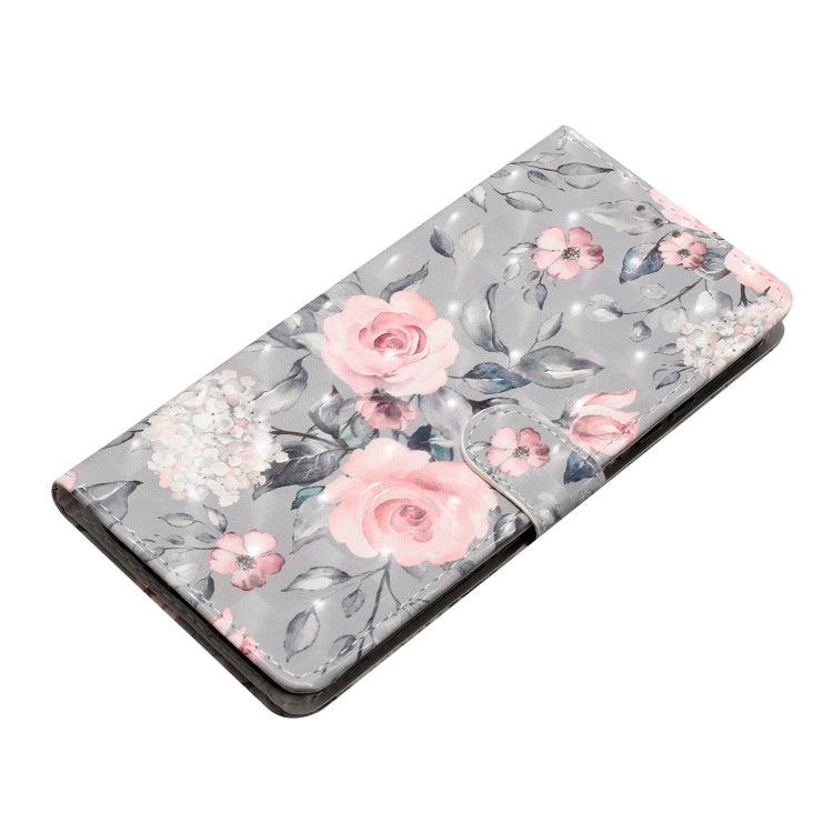 For iPhone 16 3D Pattern Leather Phone Case(Gray Base Flower) - iPhone 16 Cases by buy2fix | Online Shopping UK | buy2fix