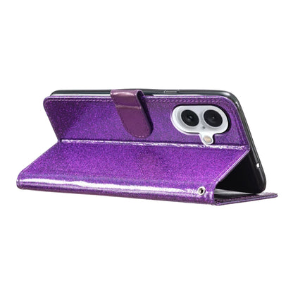 For iPhone 16 Glitter Powder Flip Leather Phone Case(Purple) - iPhone 16 Cases by buy2fix | Online Shopping UK | buy2fix