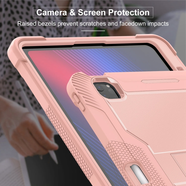 For iPad Pro 13 2024 Shockproof Silicone Hybrid PC Tablet Case with Holder(Rose Gold) - iPad Pro 13 2024 Cases by buy2fix | Online Shopping UK | buy2fix