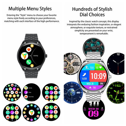 MT55 1.43 inch AMOLED HD Screen Ultra-thin Smart Call Health Watch, Silicone Strap(Black) - Smart Watches by buy2fix | Online Shopping UK | buy2fix