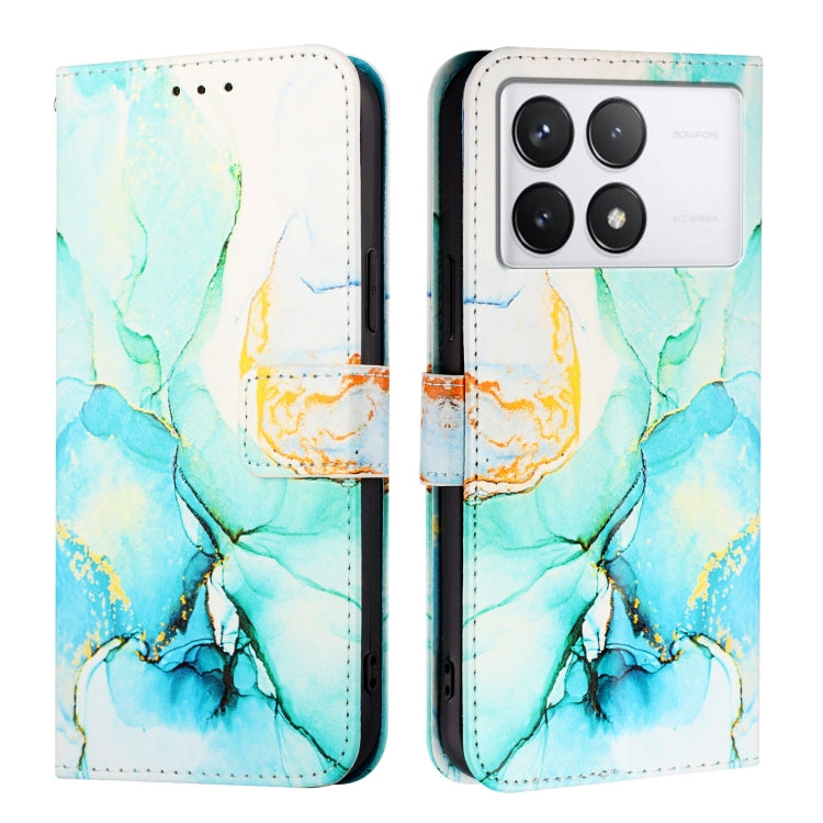 For Xiaomi Redmi K70 / K70 Pro PT003 Marble Pattern Flip Leather Phone Case(Green) - K70 Cases by buy2fix | Online Shopping UK | buy2fix