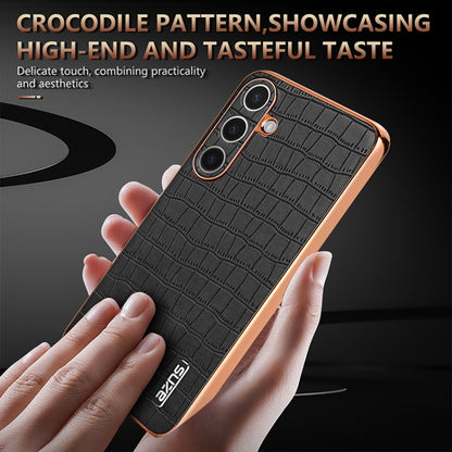 For Samsung Galaxy S24+ 5G AZNS Electroplated Frame Crocodile Texture Full Coverage Phone Case(Black) - Galaxy S22+ 5G Cases by AZNS | Online Shopping UK | buy2fix