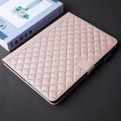 For iPad Pro 13 2024 Rhombus Lattice Leather Smart Tablet Case(Rose Gold) - iPad Pro 13 2024 Cases by buy2fix | Online Shopping UK | buy2fix