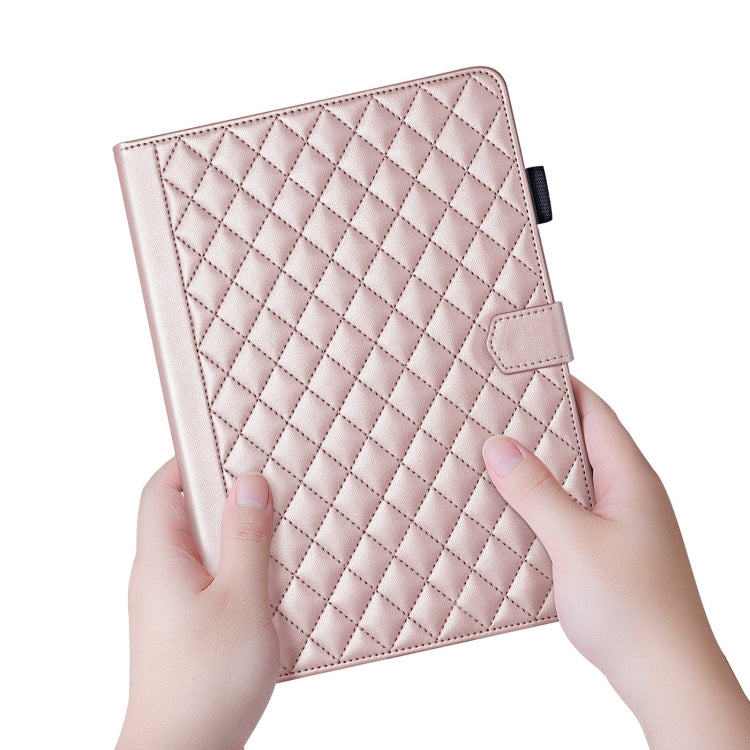 For iPad Pro 13 2024 Rhombus Lattice Leather Smart Tablet Case(Rose Gold) - iPad Pro 13 2024 Cases by buy2fix | Online Shopping UK | buy2fix