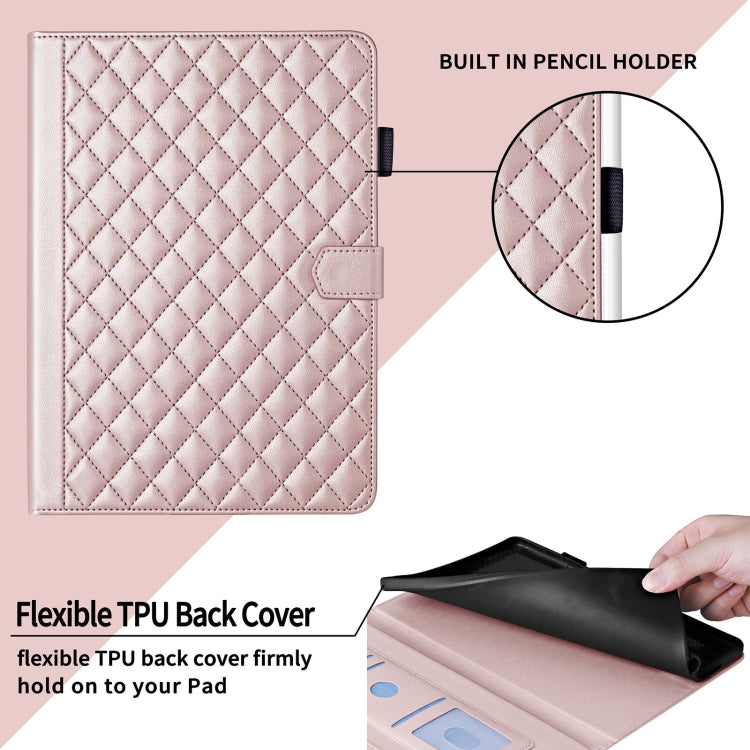 For iPad Pro 13 2024 Rhombus Lattice Leather Smart Tablet Case(Rose Gold) - iPad Pro 13 2024 Cases by buy2fix | Online Shopping UK | buy2fix