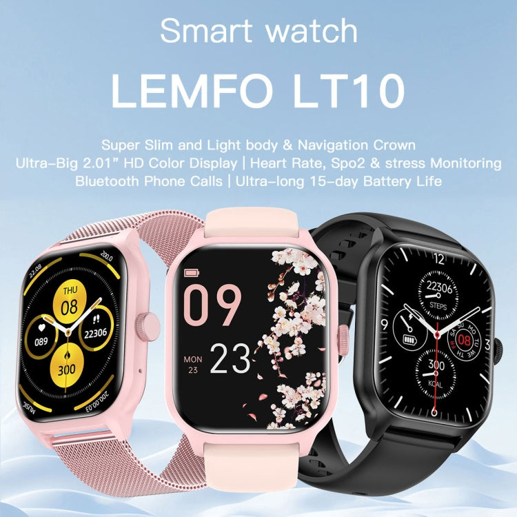 LEMFO LT10 2.01 inch TFT Screen Smart Watch Supports Bluetooth Call / Health Monitoring, Silicone Strap(Pink) - Smart Watches by LEMFO | Online Shopping UK | buy2fix