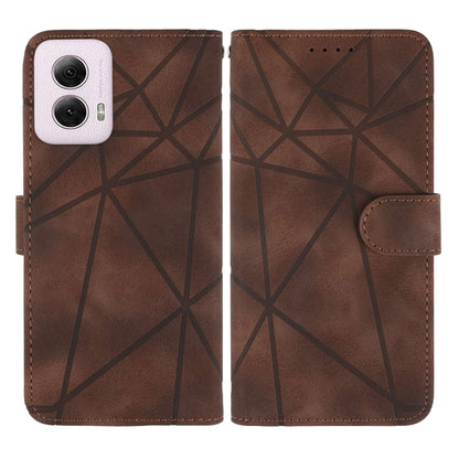 For Motorola Moto G Power 5G 2024 Skin Feel Geometric Lines Leather Phone Case(Brown) - Motorola Cases by buy2fix | Online Shopping UK | buy2fix