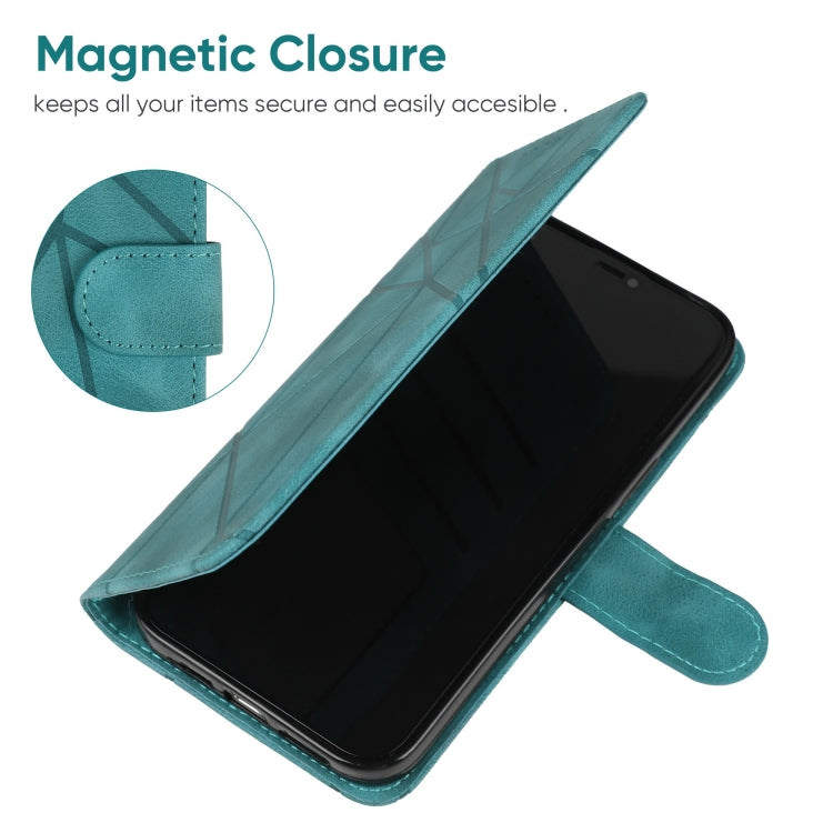 For OnePlus 11 Skin Feel Geometric Lines Leather Phone Case(Green) - OnePlus Cases by buy2fix | Online Shopping UK | buy2fix