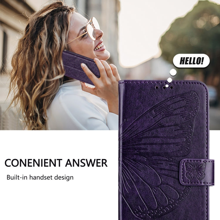 For Blackview Wave 6C Embossed Butterfly Leather Phone Case(Dark Purple) - More Brand by buy2fix | Online Shopping UK | buy2fix