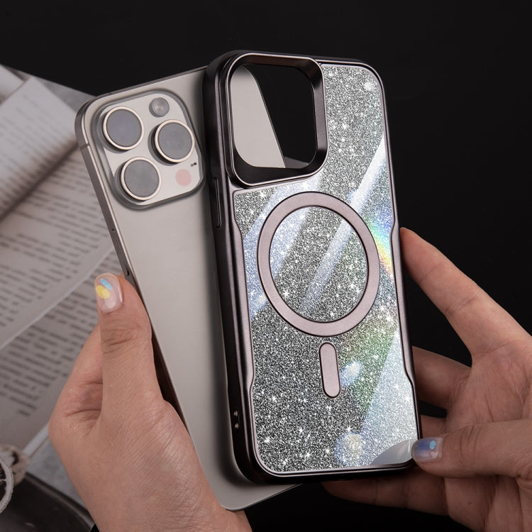 For iPhone 11 Pro Blade MagSafe Magnetic Gradient Glitter PC Phone Case(Silver White) - iPhone 11 Pro Cases by buy2fix | Online Shopping UK | buy2fix