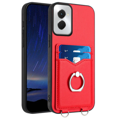 For Motorola Moto G Power 5G 2024 R20 Ring Card Holder Phone Case(Red) - Motorola Cases by buy2fix | Online Shopping UK | buy2fix