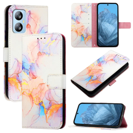 For Blackview A52 PT003 Marble Pattern Flip Leather Phone Case(Galaxy Marble White) - More Brand by buy2fix | Online Shopping UK | buy2fix