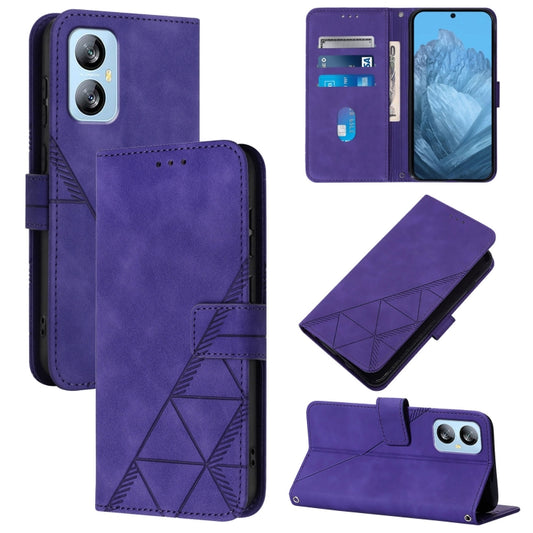 For Blackview A52 Crossbody 3D Embossed Flip Leather Phone Case(Purple) - More Brand by buy2fix | Online Shopping UK | buy2fix