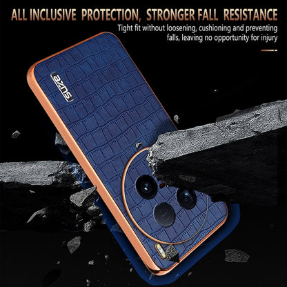 For vivo X100 Ultra AZNS Electroplated Frame Crocodile Texture Full Coverage Phone Case(Blue) - vivo Cases by AZNS | Online Shopping UK | buy2fix