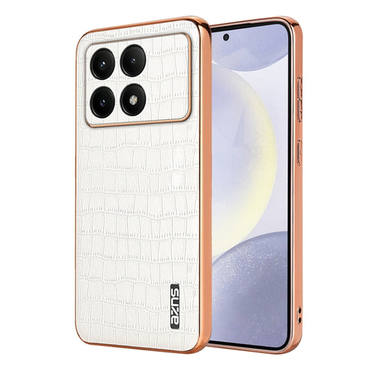 For Redmi K70 / K70 Pro AZNS Electroplated Frame Crocodile Texture Full Coverage Phone Case(White) - K70 Cases by AZNS | Online Shopping UK | buy2fix