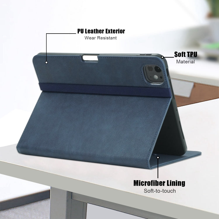 For iPad Pro 11 2024 Front Stand Smart TPU Leather Tablet Case(Dark Blue) - iPad Pro 11 2024 Cases by buy2fix | Online Shopping UK | buy2fix