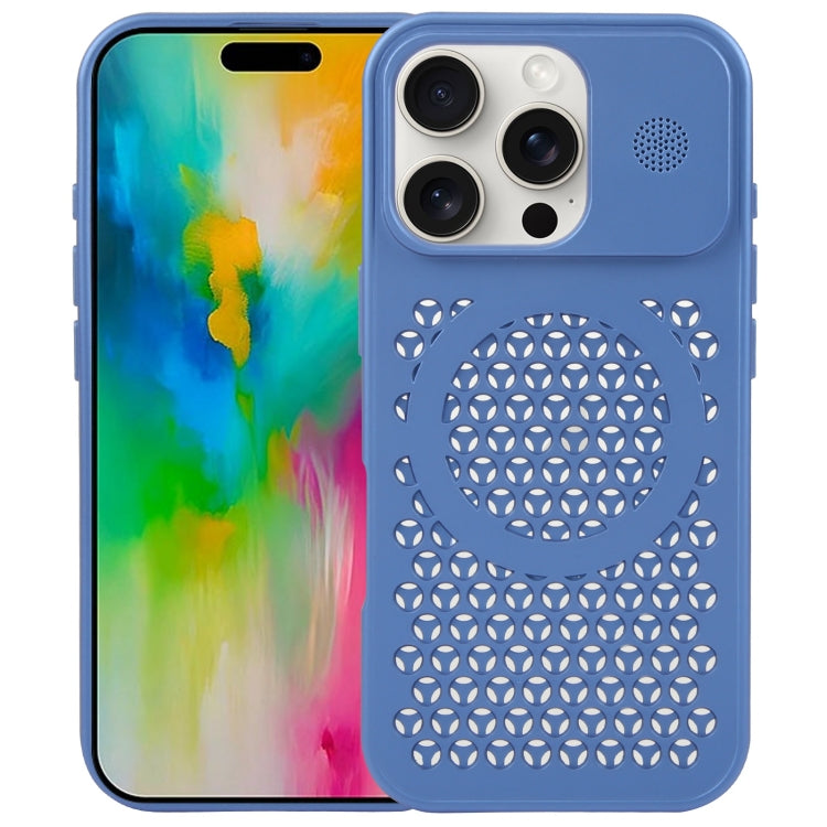 For iPhone 16 Pro Max Pure Color Honeycomb Aromatherapy MagSafe Phone Case(Blue) - iPhone 16 Pro Max Cases by buy2fix | Online Shopping UK | buy2fix