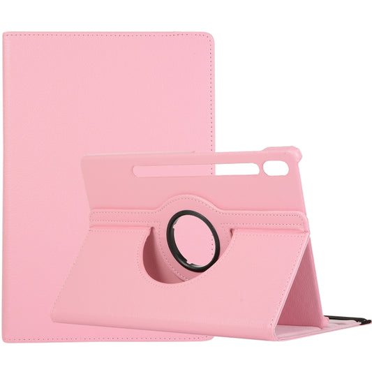 For Samsung Galaxy Tab S7 T870 2020 / Tab S8 Litchi Texture Horizontal Flip 360 Degrees Rotation Leather Case with Holder(Pink) - Other Galaxy Tab PC by buy2fix | Online Shopping UK | buy2fix