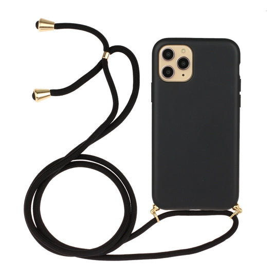 For iPhone 16 Pro Wheat Straw Material + TPU Phone Case with Lanyard(Black) - iPhone 16 Pro Cases by buy2fix | Online Shopping UK | buy2fix