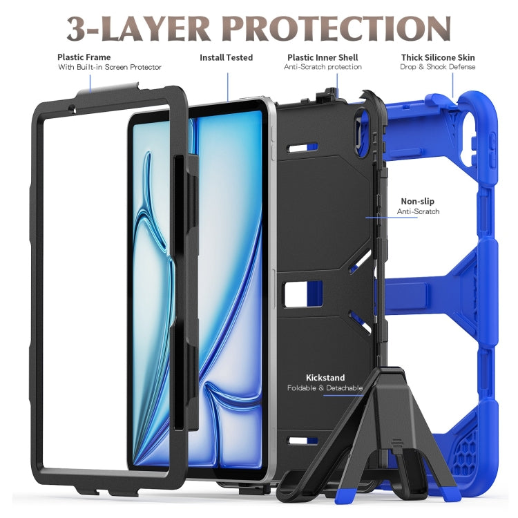 For iPad Air 11 2024 Colorful Silicone Heavy Duty Hybrid PC Tablet Case(Dark Blue) - iPad Air 11 2024 Cases by buy2fix | Online Shopping UK | buy2fix