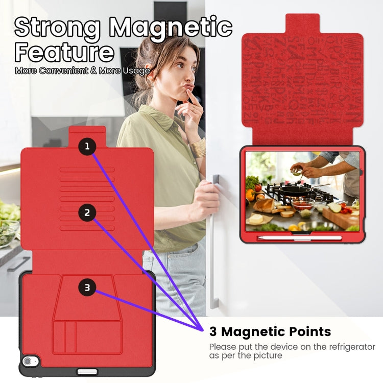 For iPad Air 11 2024 Smart B Magnetic Holder Leather Tablet Case(Red) - iPad Air 11 2024 Cases by buy2fix | Online Shopping UK | buy2fix