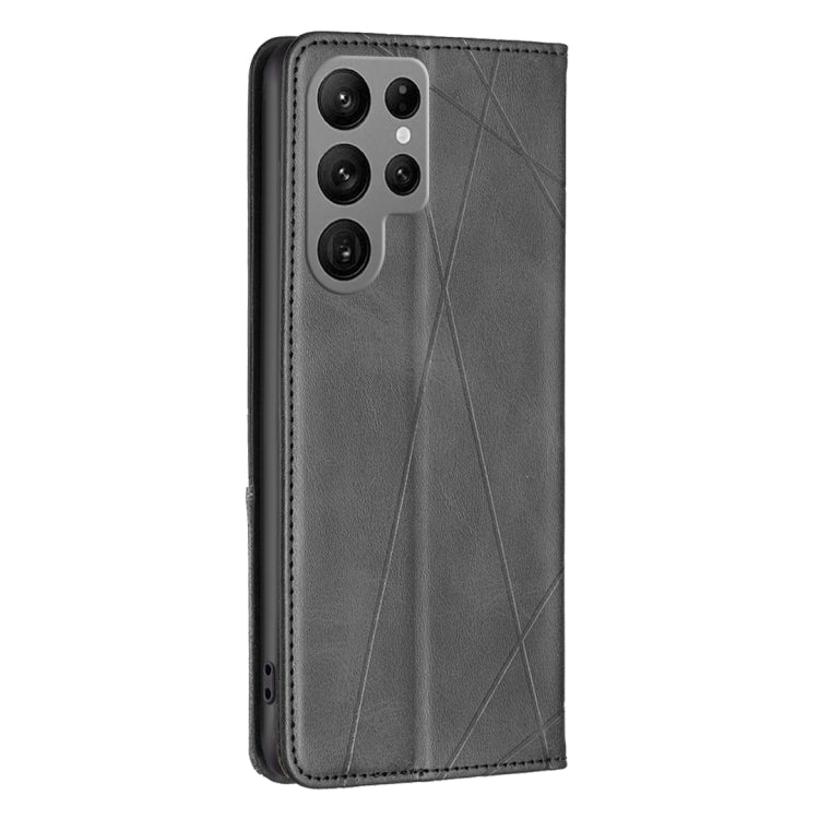 For Samsung Galaxy S25 Ultra 5G Rhombus Texture Magnetic Leather Phone Case(Black) - Galaxy S25 Ultra 5G Cases by buy2fix | Online Shopping UK | buy2fix