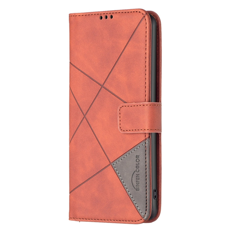 For Samsung Galaxy S25+ 5G Magnetic Buckle Rhombus Texture Leather Phone Case(Brown) - Galaxy S25+ 5G Cases by buy2fix | Online Shopping UK | buy2fix