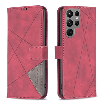 For Samsung Galaxy S25 Ultra 5G Magnetic Buckle Rhombus Texture Leather Phone Case(Red) - Galaxy S25 Ultra 5G Cases by buy2fix | Online Shopping UK | buy2fix