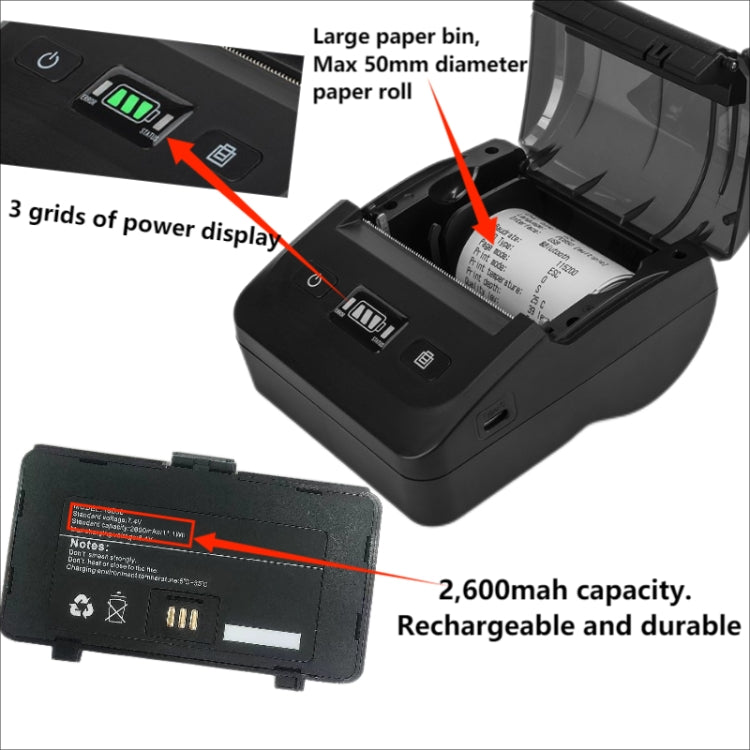 BT-802 80mm USB-C/Type-C + Bluetooth Portable Thermal Printer(EU Plug) - Printer by buy2fix | Online Shopping UK | buy2fix