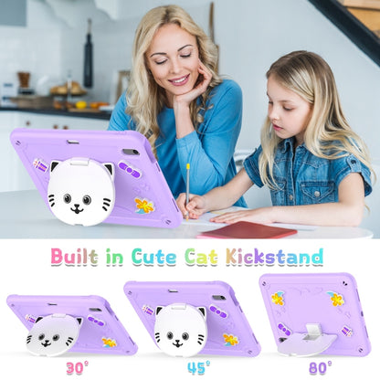 For iPad Air 11 2024 Cat Holder Silicone Hybrid PC Tablet Case with Strap(Purple) - iPad Air 11 2024 Cases by buy2fix | Online Shopping UK | buy2fix