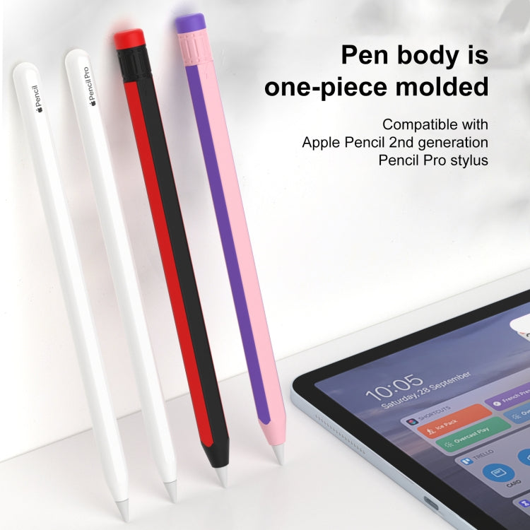 For Apple Pencil 2 / Pencil Pro Colorful Pencil Style Stylus Silicone Protective Case(Red White) - Pencil Accessories by buy2fix | Online Shopping UK | buy2fix